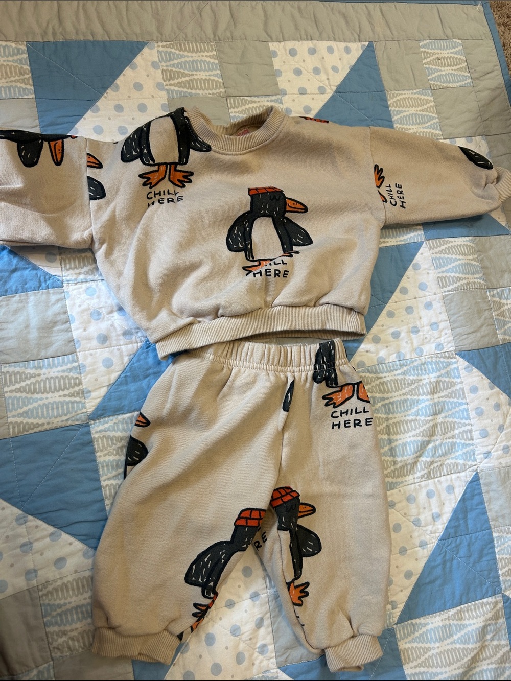 Zara Kids Beige Penguin Set